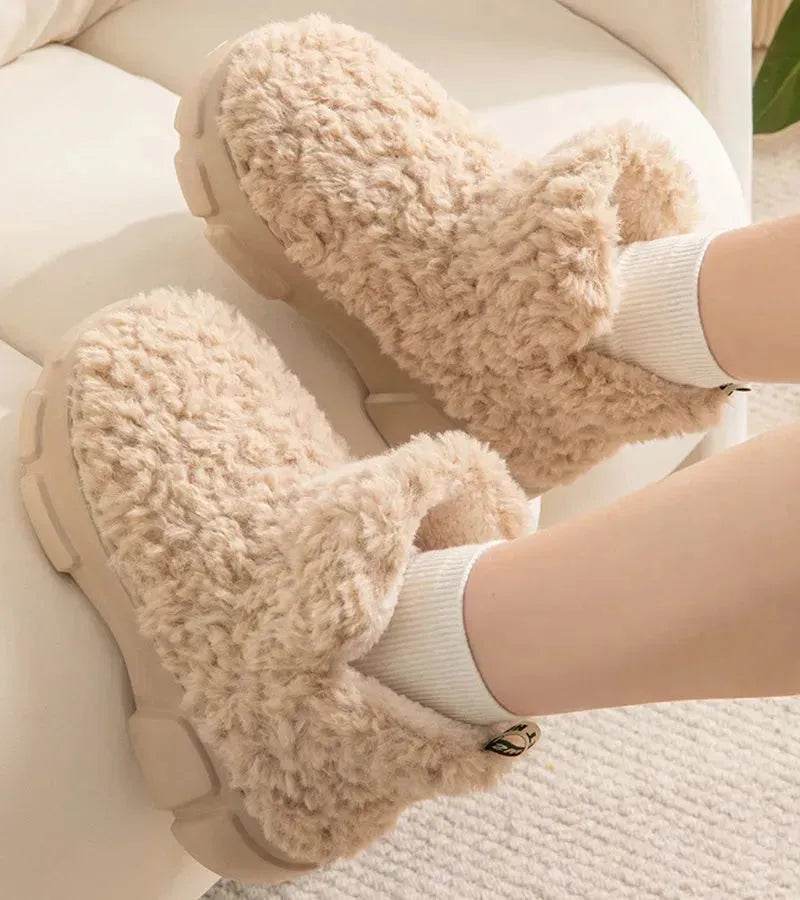 Winter Cashmere Snown Boots With 6cm Platform Warm Plus Velvet High-top Fleece Cotton Shoes Women Outdoor Indoor House Plush Shoes - Velora