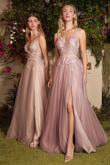 Sade Mauve Lace Tulle Gown