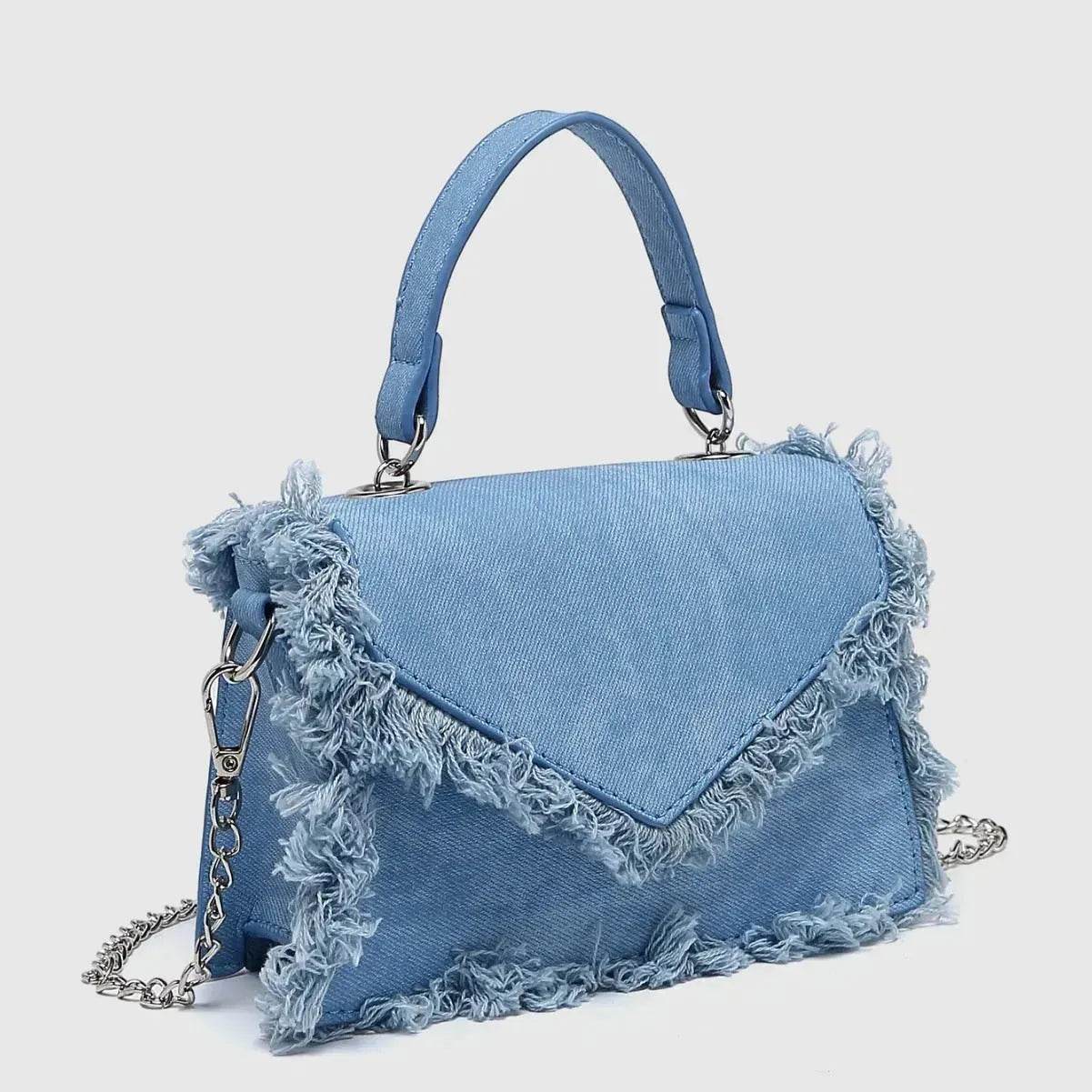 Retro Tassel Bag Denim Mini Crossbody denim bag - Velora
