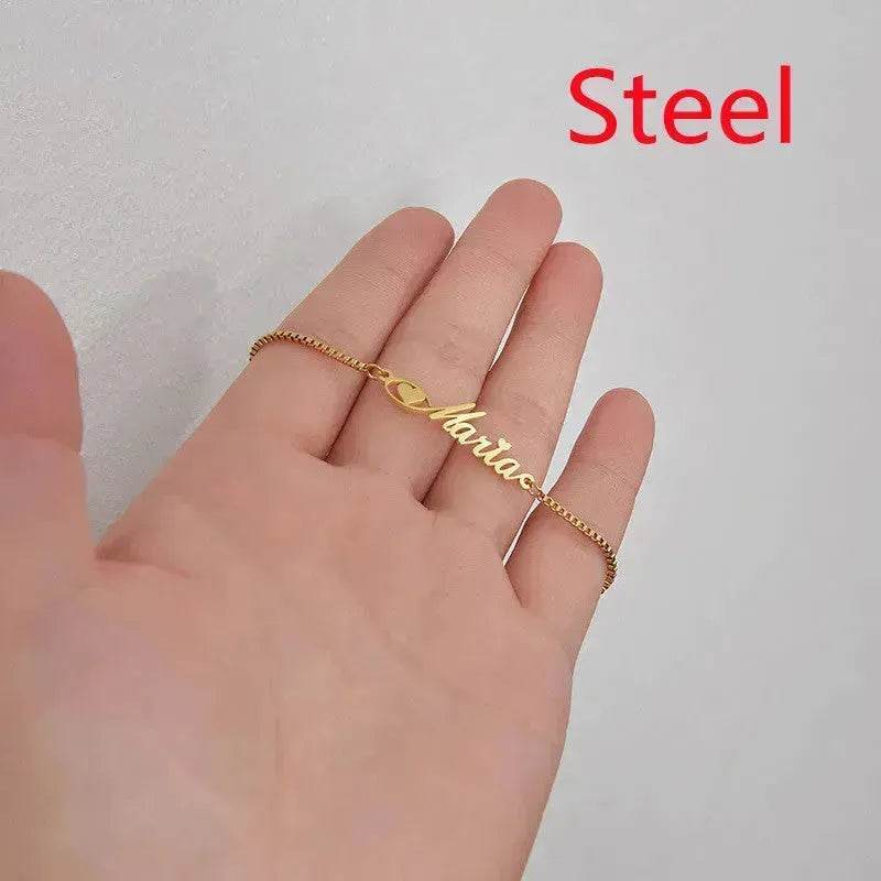 Women Custom and Personalized Stainless Steel English Letter Bracelet From Europe And America - Velora