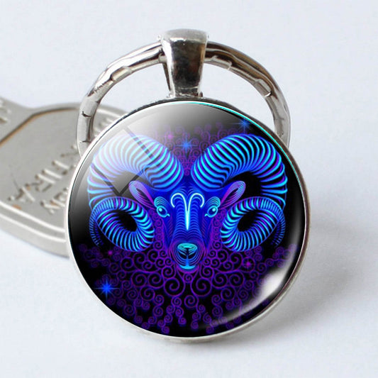 Twelve Constellation Time Stone Metal Keychains - Velora