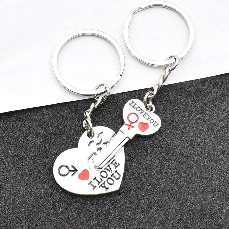 Heart-shaped Keychain English Secret Love Keychain Couple Keychain - Velora