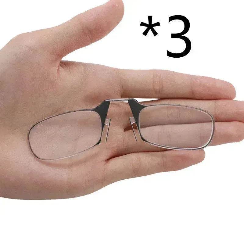 Mini Nose Clip On Portable Reading Glasses Men For Women Rimless Portable Magnifying Presbyopic Glasses Eyewear Ladies - Velora