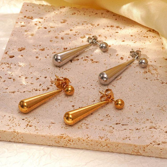 Minimalist Dual-wear-style Long Water Drop Ear Studs - Velora