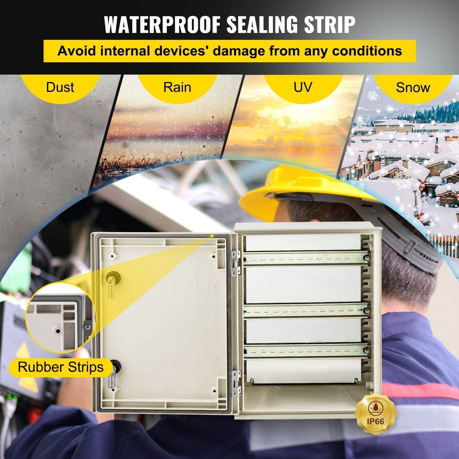 NEMA Steel Enclosure, 16 X 12 X 8 NEMA 4X Fiberglass Electrical Box, IP66 Waterproof & Dustproof, Outdoor Indoor Electrical Junction Box, With Mounting Plate - Velora