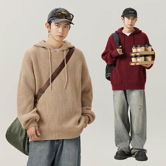Japanese Loose Solid Color Hooded Sweater Idle Style Adjustable - Velora