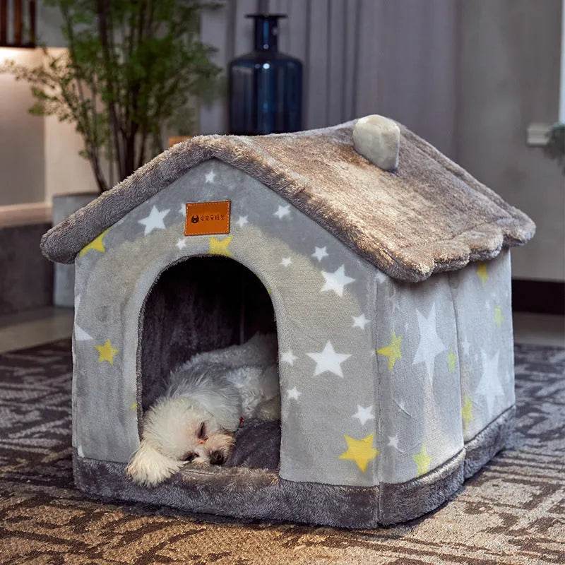 Foldable Dog House Pet Cat Bed Winter Dog Villa Sleep Kennel Removable Nest Warm Enclosed Cave Sofa Pets Supplies - Velora