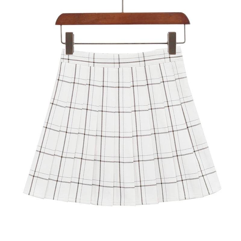 Mini Plaid Pleated High Waist Skirt A- Line Skirt - Velora
