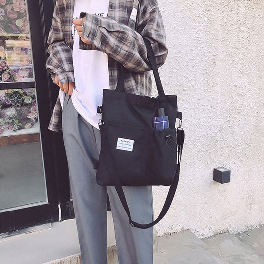 Harajuku Canvas Bags Students Handbag With Pockets Preppy Buckpack Shoulder Bag For Women Shoolbags - Velora