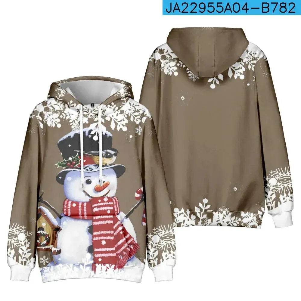 Christmas Snowman Personalized Printed Hoodie Sweatshirts - Velora