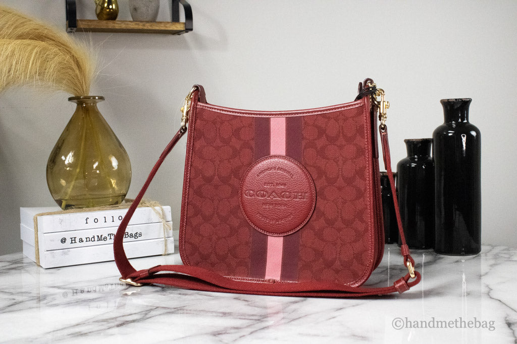 Coach Dempsey Crimson Jacquard Crossbody Patch Bag