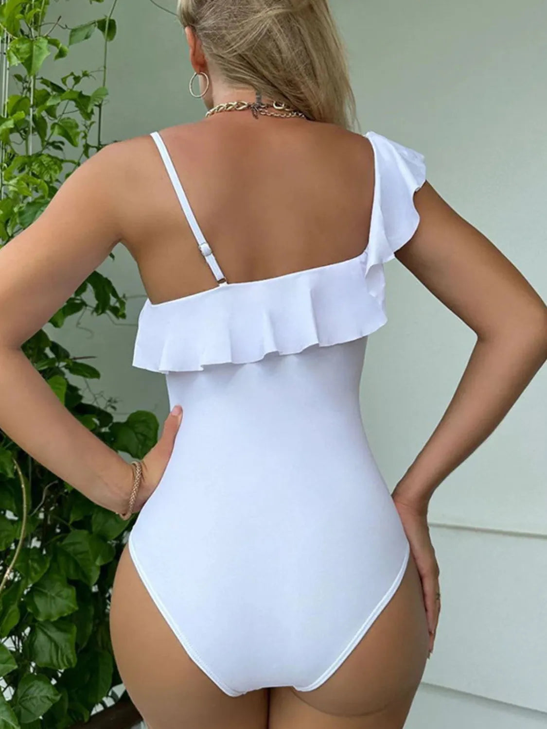 Asymmetrical Ruffled One-Piece Swimwear - Velora
