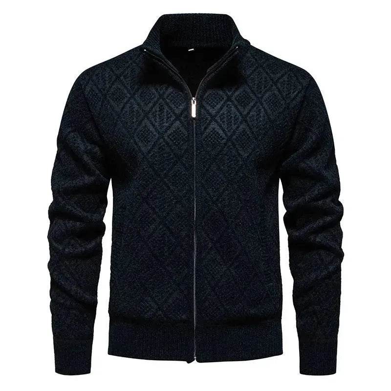 2025 Fall Winter Men Fleece-lined Thick Stand Collar Sweater Cardigan for men - Velora
