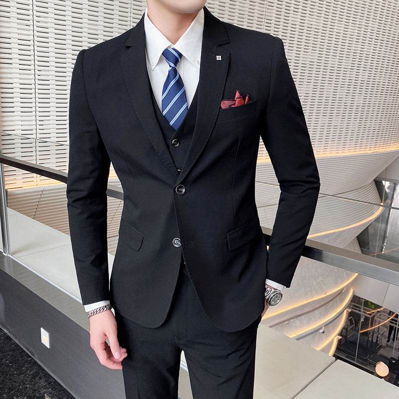 Casual Single Row Buckle Men's Suit Three-piece Suit - Velora