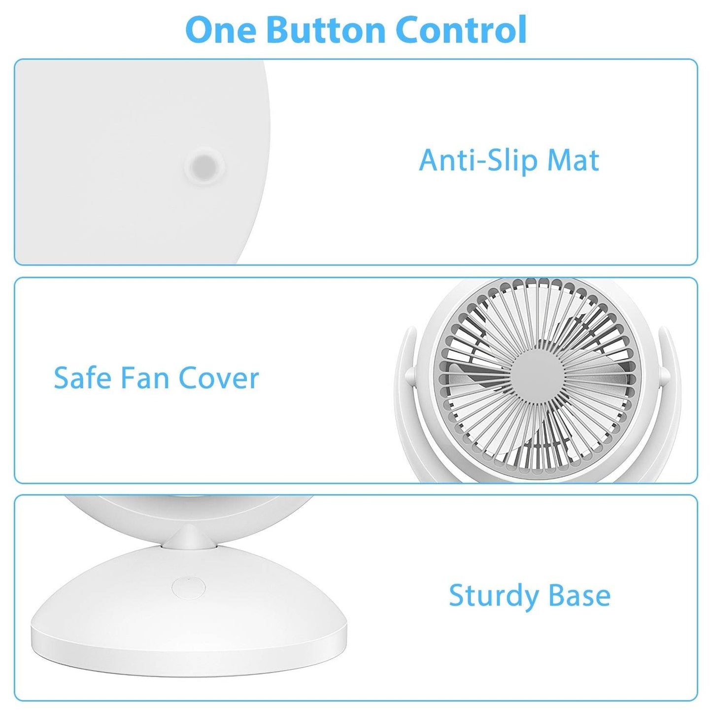Portable Desk Fan Rechargeable Oscillating Tilting Fan With 4 Speeds 360 Degree - Velora
