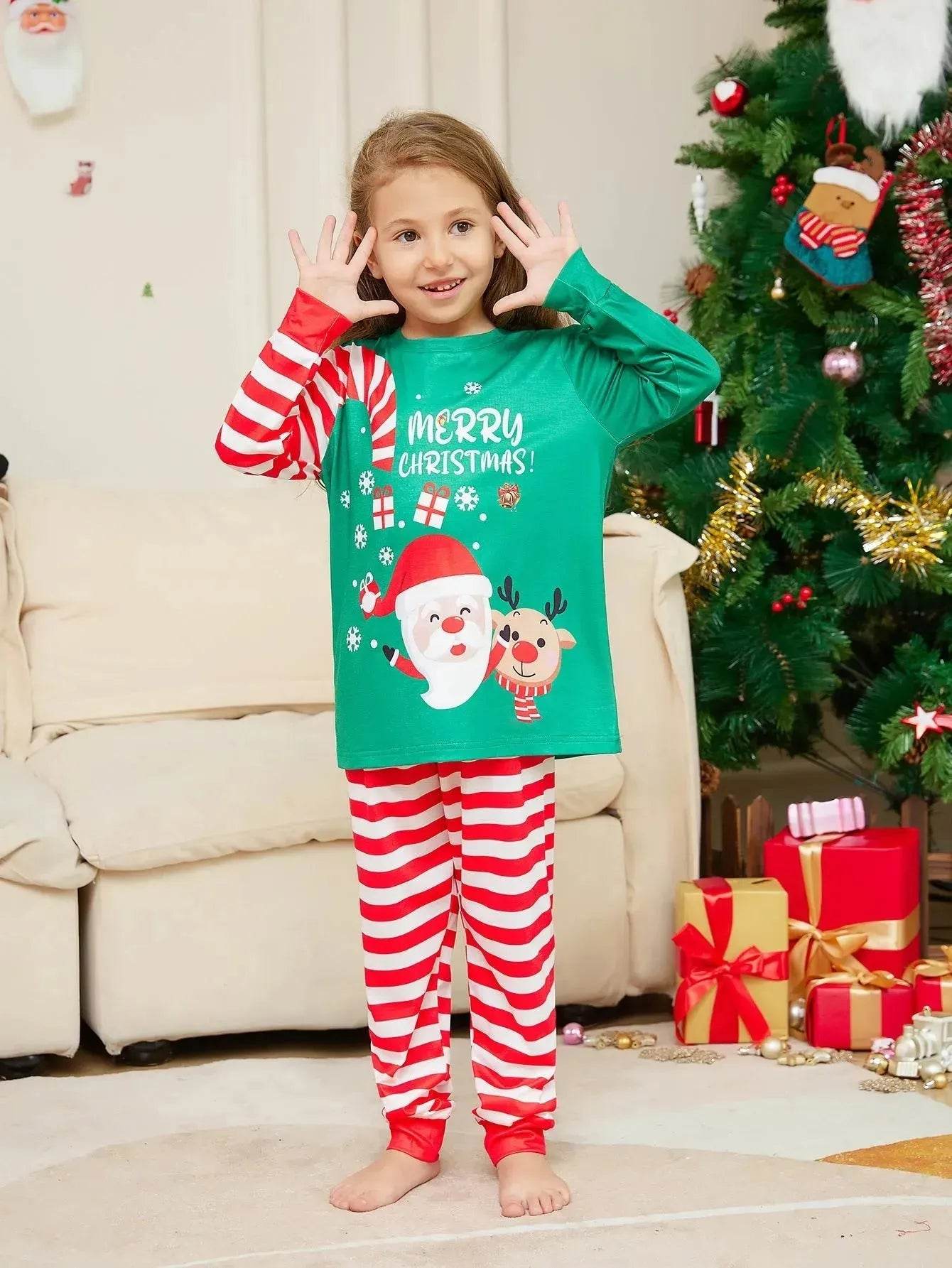 Cartoon Santa Claus Letter Printing Parent-child Christmas Pajamas Home Wear Suit - Velora