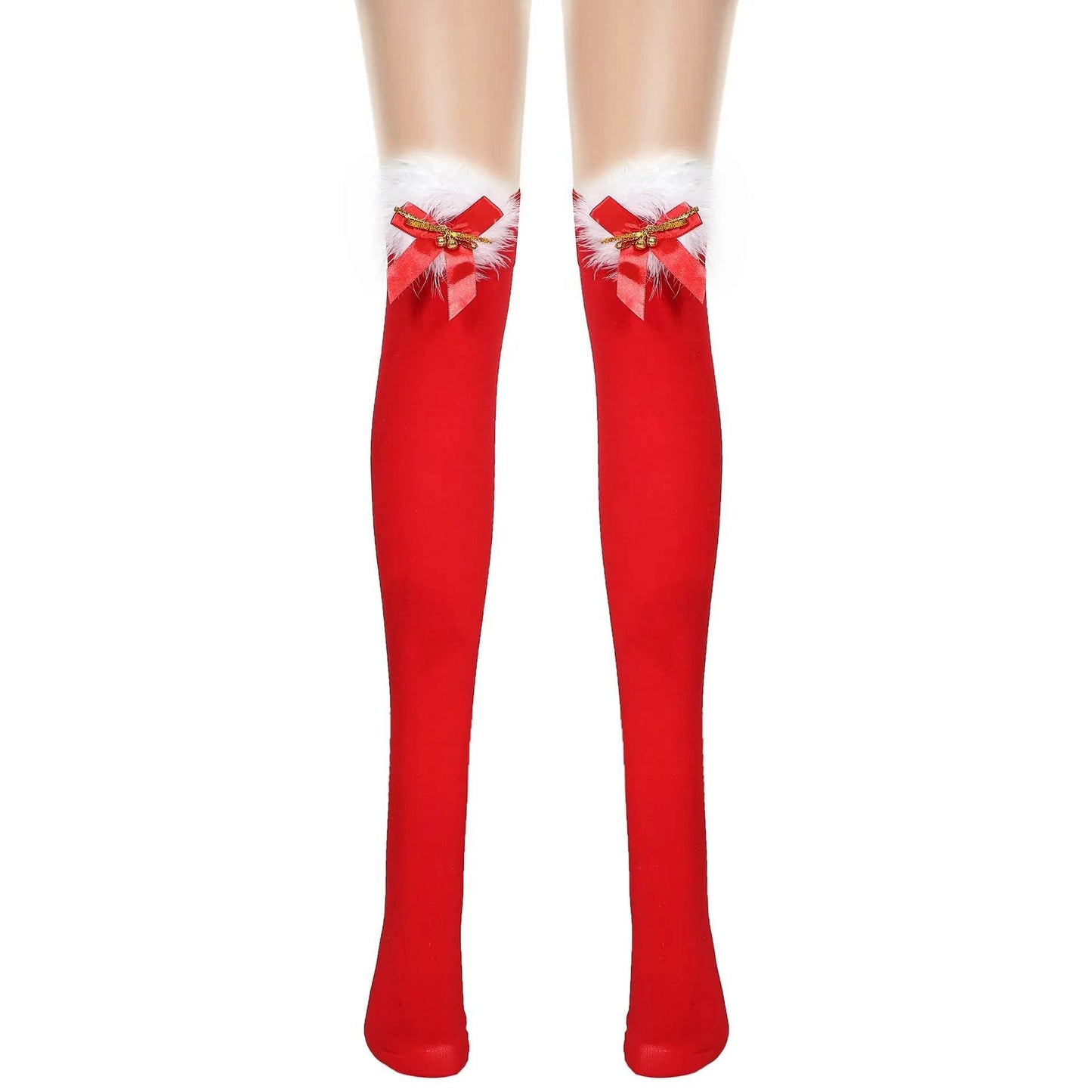 Thickened Women's Red Long Bow Christmas Stockings - Velora