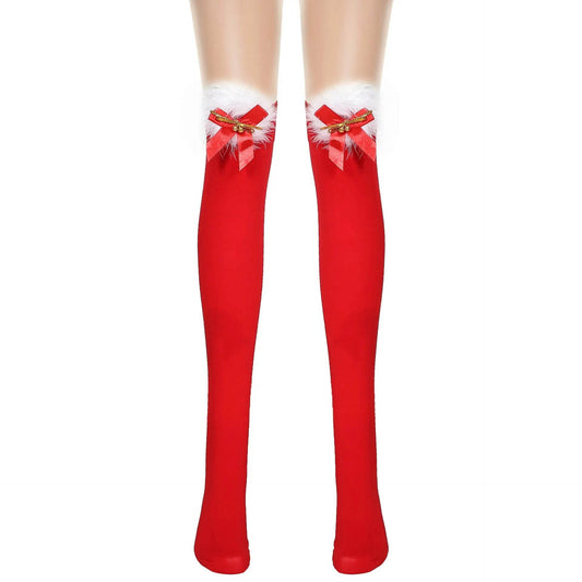 Thickened Women's Red Long Bow Christmas Stockings - Velora
