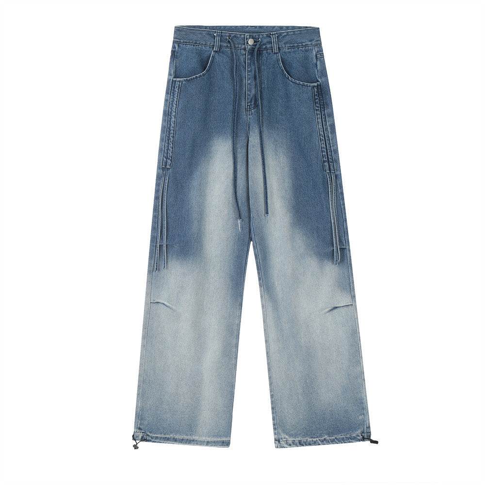 Gradient Tie-dye Straight-leg Denim Trousers Men Jeans - Velora
