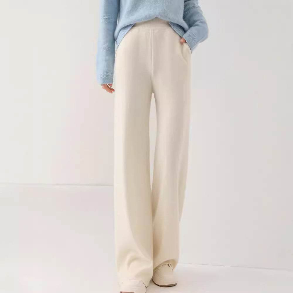 High Waist Casual All-match Knitted Mop Trousers Thickened - Velora