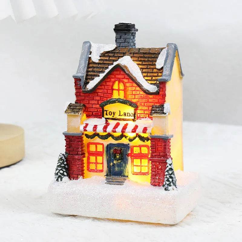 Christmas Decorations Resin Small House Luminous Ornaments - Velora