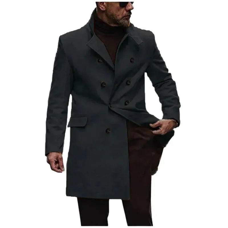 Warm Autumn Winter Lapel Casual long Business Coat for Men - Velora