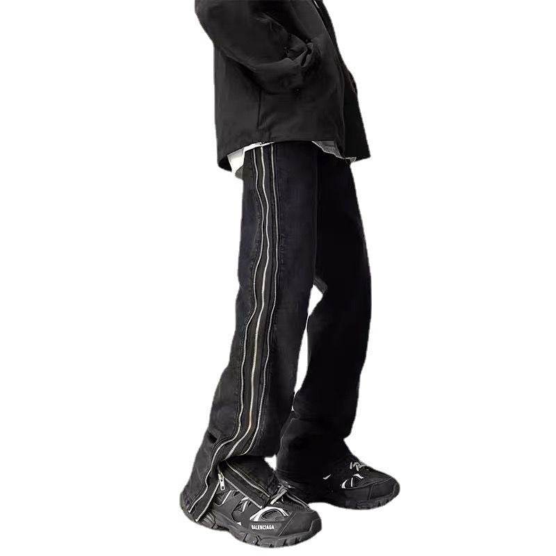 American Zippered Denim Straight Trousers For Men Jeans - Velora