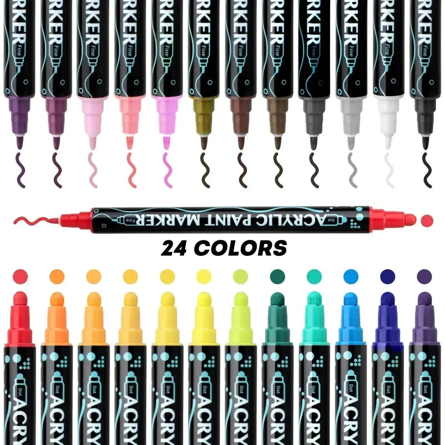 Acrylic Marker Pen Double-headed Stackable Water-based Paint Brush Paint Marker and Highlighter - Velora
