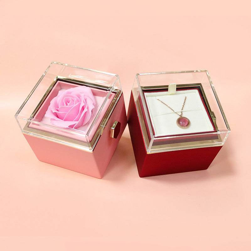 Rotating Soap Flower Rose Gift Box Creative Rotating Rose Jewelry Packaging Box Valentine's Day Gift For Women - Velora
