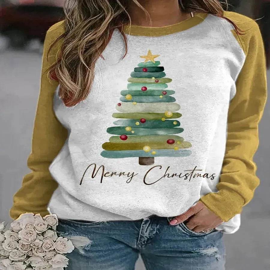 Christmas Tree 3D Digital Printing Women's Pullover Sweatshirt - Velora