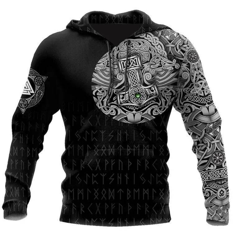 Men's Gothic Printed Street Fashion Classic Hoodie Pullover - Velora