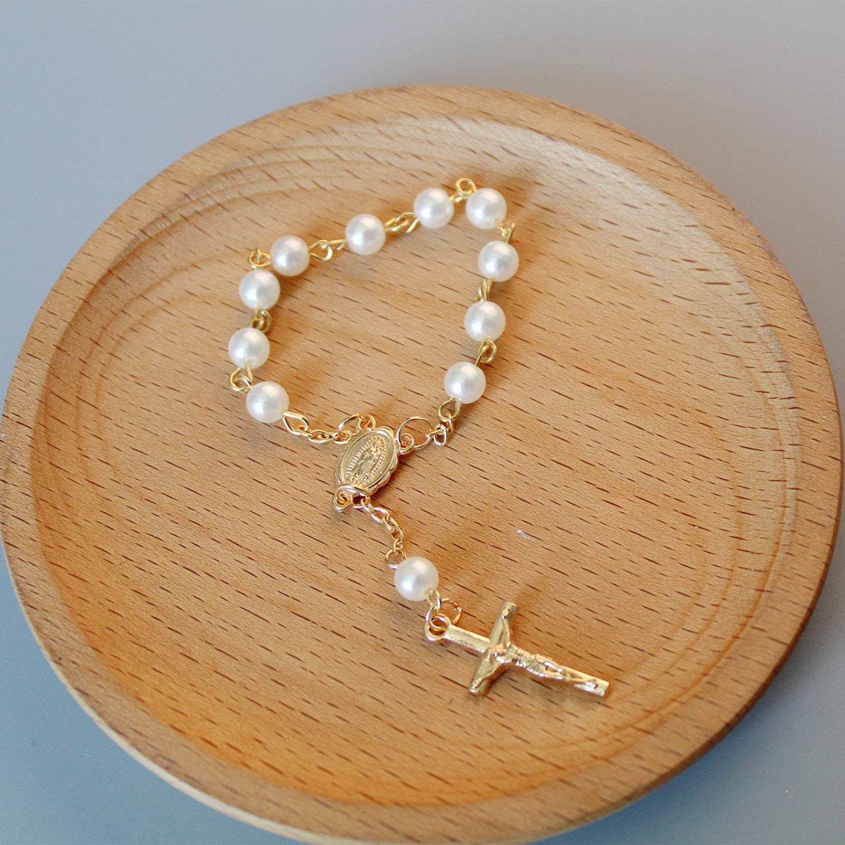 Beads Pearl Cross Full Moon Blessing Bracelet Fashion Jewelry - Velora