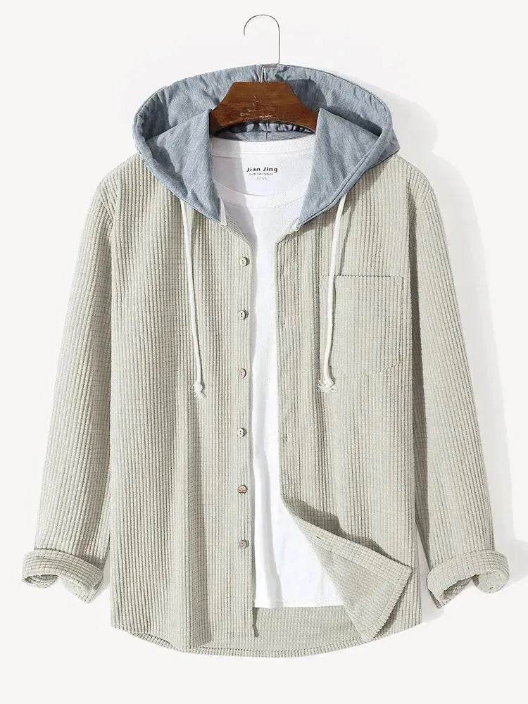Men's Autumn And Button down Waffle Hoodie Cardigan - Velora