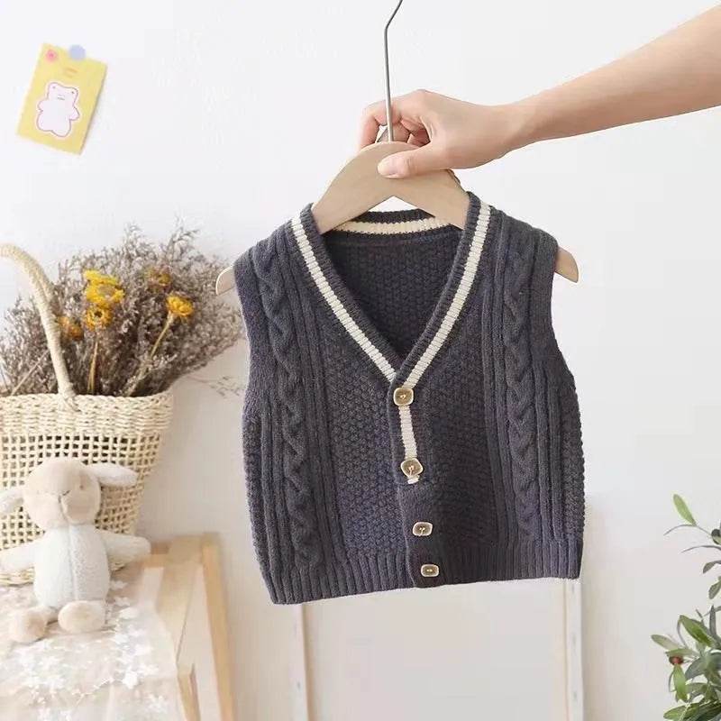 Children Knitted Chunky Sweater Outwear Vest kids - Velora