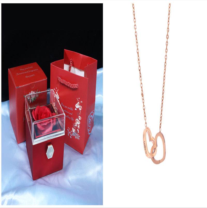 Rotating Soap Flower Rose Gift Box Creative Rotating Rose Jewelry Packaging Box Valentine's Day Gift For Women - Velora