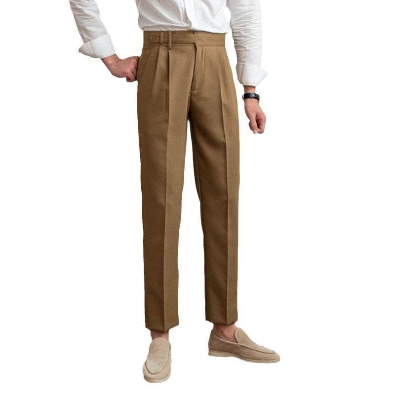 Spring And Autumn Naples Design Mid-high Waist Straight leg British Crisp Anti-wrinkle Business Office Professional Work trouser for men - Velora