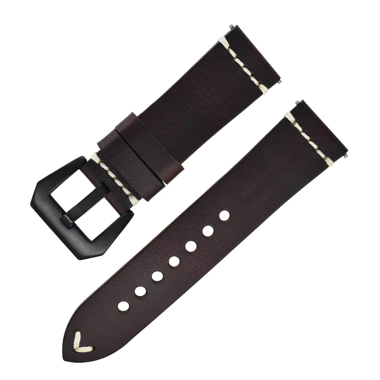 Discoloring Oil Wax Top Layer Cowhide Watch Strap - Velora
