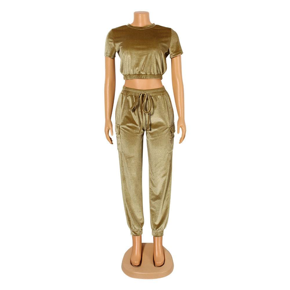 2pcs Fashion Velvet Athleisure Outfit set sweatsuit women - Velora