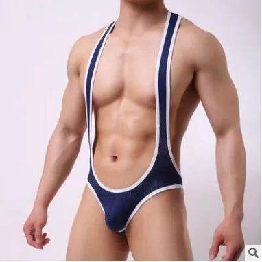 Men's Mesh Breathable One-piece Underwear Bodysuit thong Vest Pants - Velora