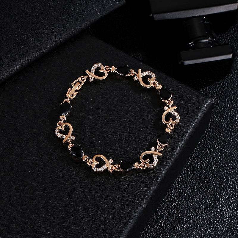 Hollow Love Bracelet With Rhinestones Fashion Temperament Heart-shaped Bracelet For Valentine's Day Gift Jewelry - Velora
