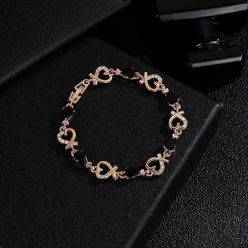 Hollow Love Bracelet With Rhinestones Fashion Temperament Heart-shaped Bracelet For Valentine's Day Gift Jewelry - Velora