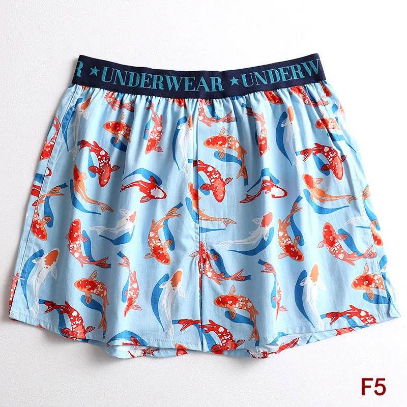 Cartoon Printed Cotton Men's Underwear Loose Boxer Short Breathable