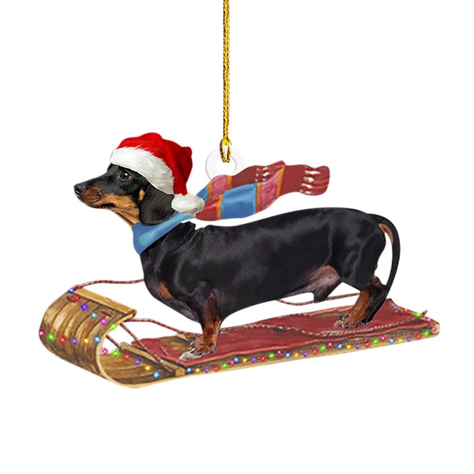 Christmas Sausage Dog Decorations Home - Velora
