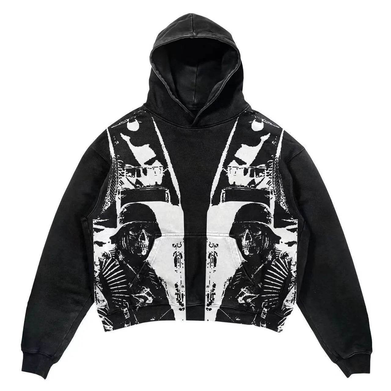 Men Skull Gothic Vintage Hoodie Sweatshirt Pullover top - Velora