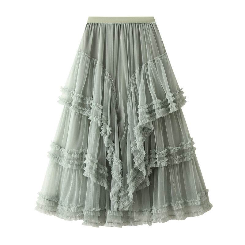 Slimming Multi-layer Gauze Skirt High-grade Midi Tulle Skirt - Velora