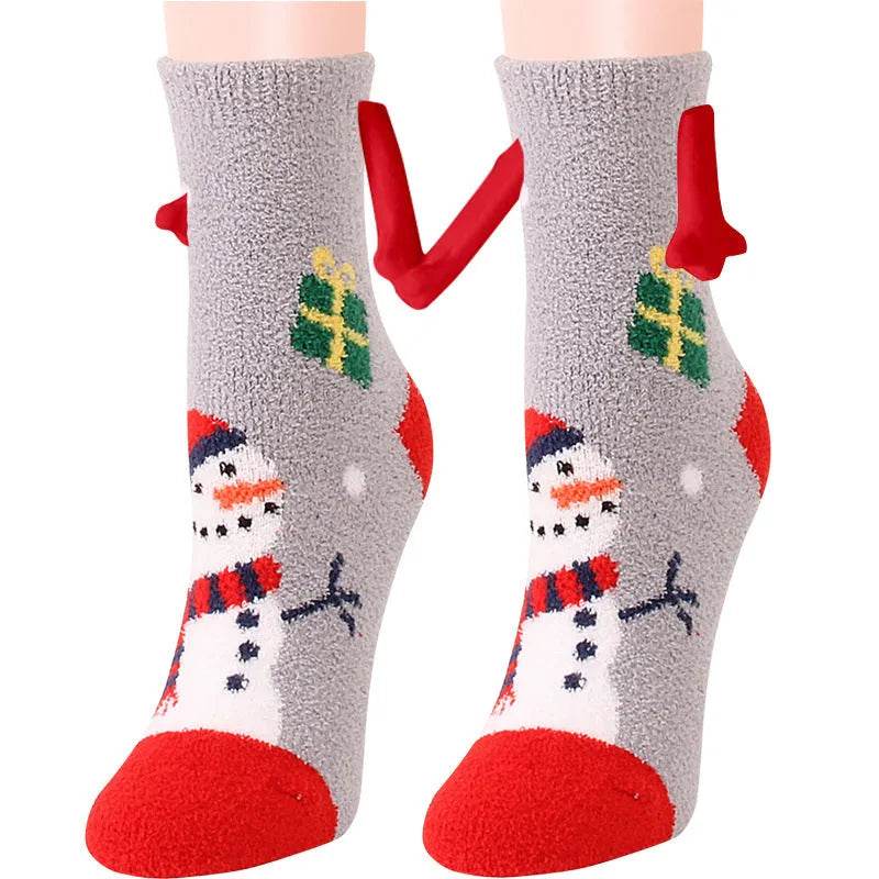 Soft Carton Christmas-themed Fleece Winter Home socks for Women - Velora