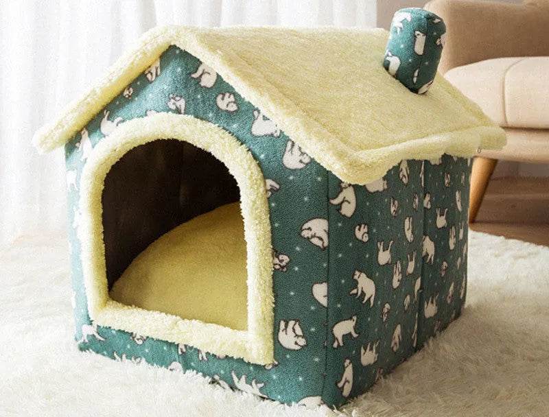 Foldable Dog House Pet Cat Bed Winter Dog Villa Sleep Kennel Removable Nest Warm Enclosed Cave Sofa Pets Supplies - Velora