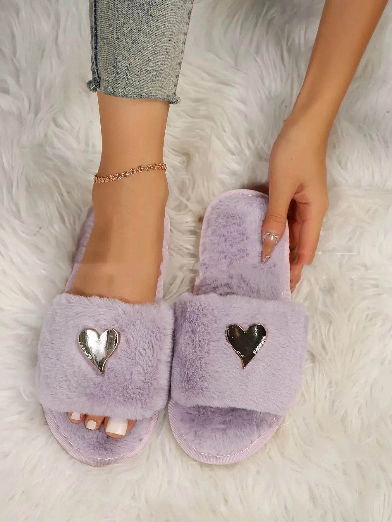 Fluffy Slipper Fall Winter Warm Home Fur Furry Slippers Women Plush Shoes Indoor House Fuzzy Flip Flops Female Padded Fleece Living Bedroom - Velora