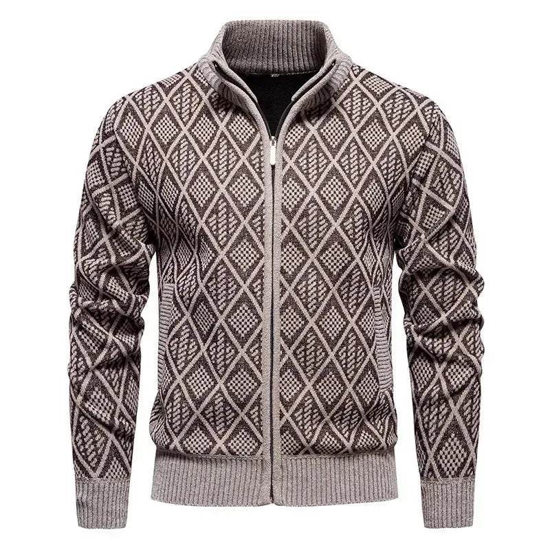 2025 Fall Winter Men Fleece-lined Thick Stand Collar Sweater Cardigan for men - Velora