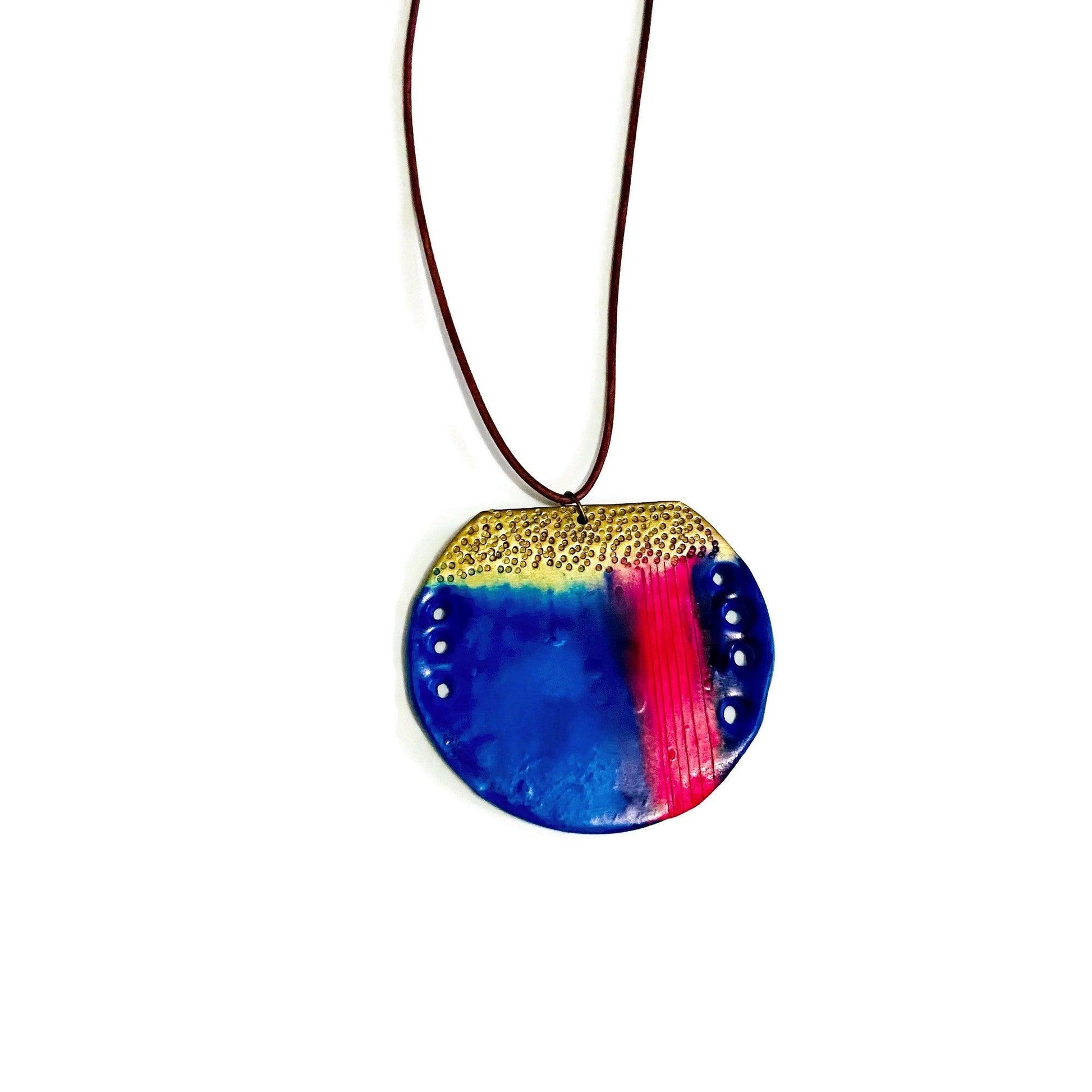 Abstract Blue Circle Pendant Necklace - Velora Luxury Fashion
